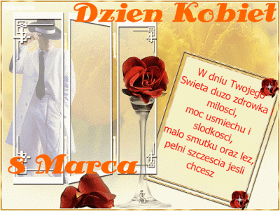 List z czerwonymi życzeniami na dzień kobiet